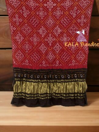 Red Black Bridal Ancient BavanBarg Bandhani Dupatta Pure GajiSilk