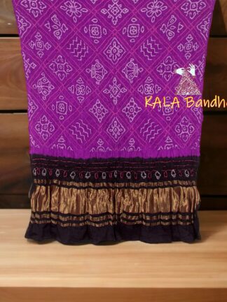 Magenta Black Bridal Ancient BavanBarg Bandhani Dupatta Pure GajiSilk