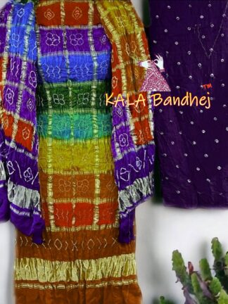 Brinj-Rust Bandhani Multi Gharchola Dress Material