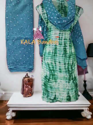 Rama Sky Shibori Bandhani Dress Material Pure Modal Silk