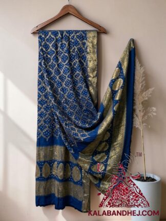 Blue Bandhani Banarasi Dupatta Georgette Silk