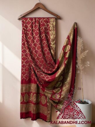 Red Bandhani Banarasi Dupatta Georgette Silk