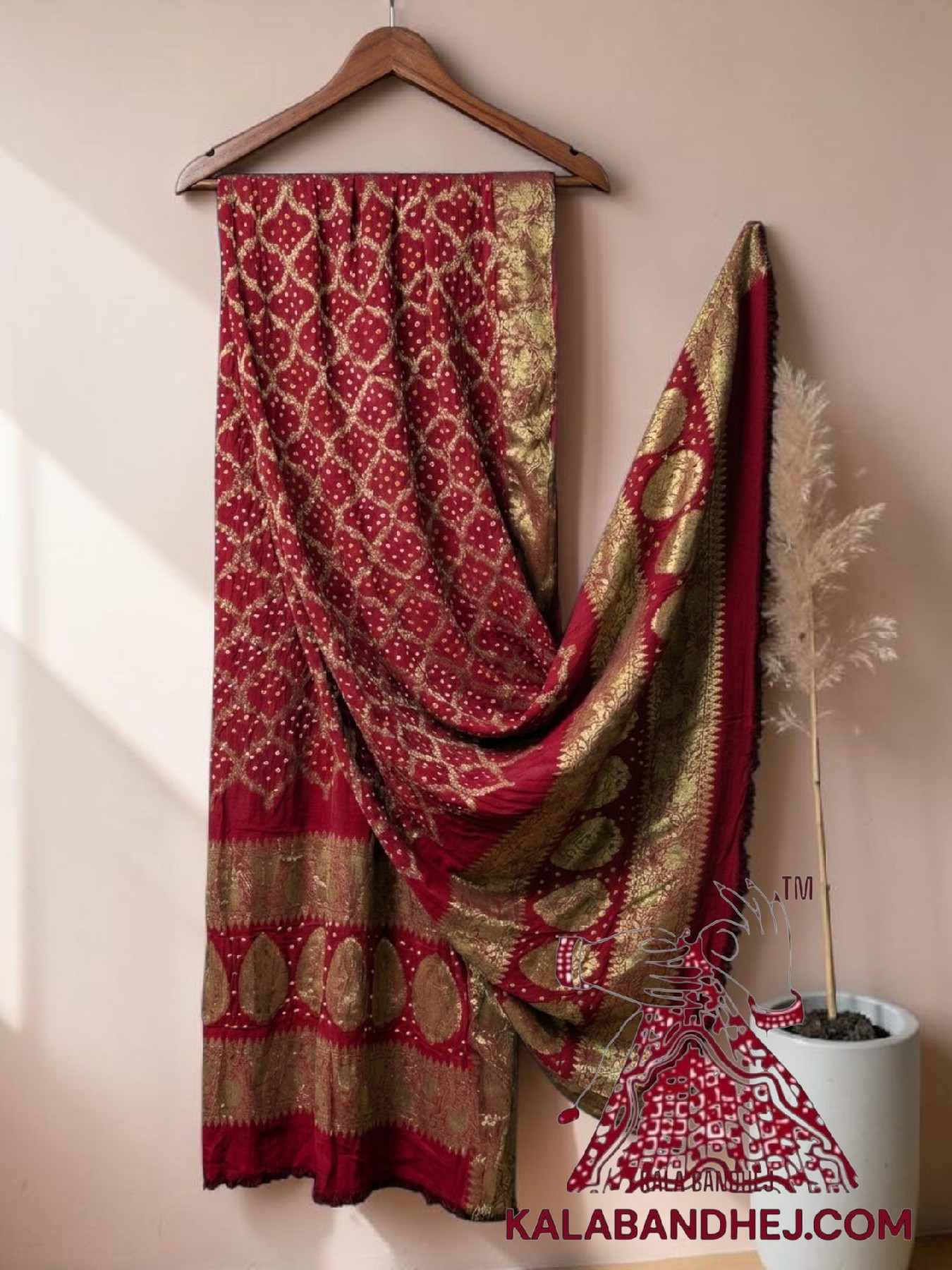 Red Bandhani Banarasi Dupatta Georgette Silk