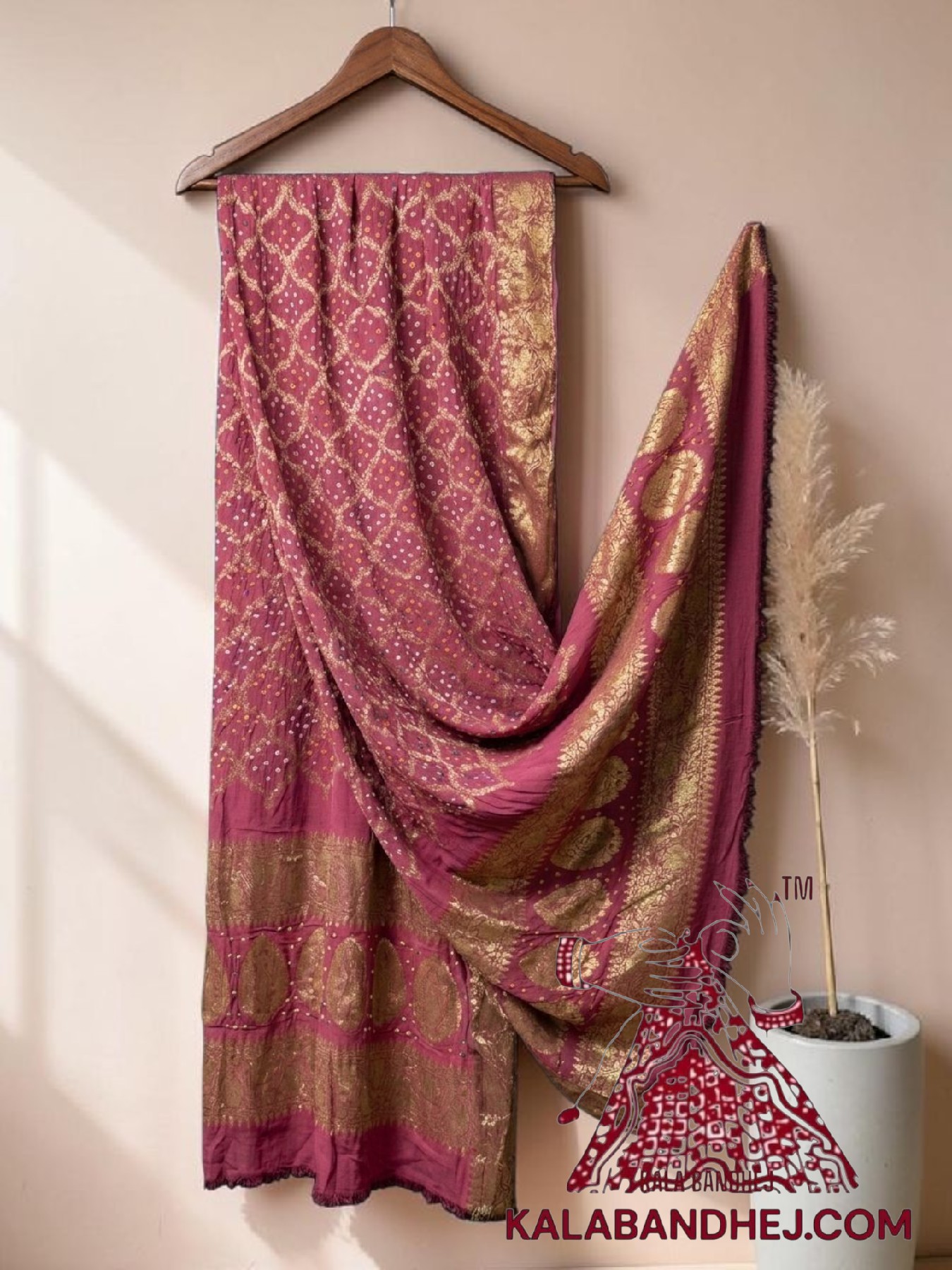 Pink Bandhani Banarasi Dupatta Georgette Silk