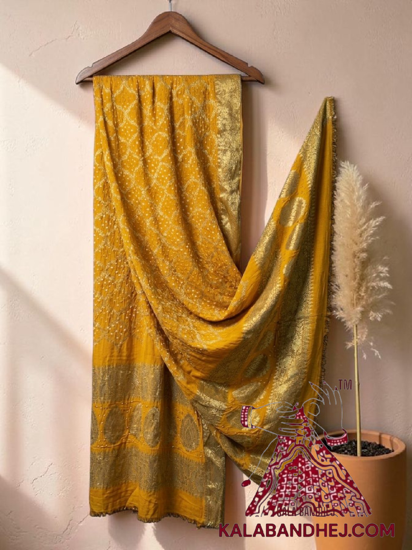 Yellow Bandhani Banarasi Dupatta Georgette Silk