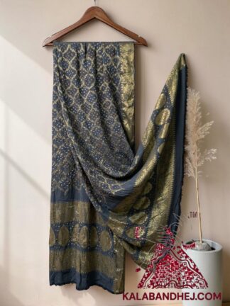 Grey Bandhani Banarasi Dupatta Georgette Silk