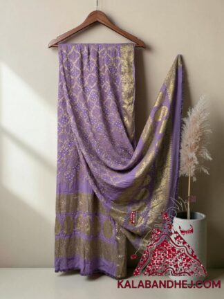 Lavender Bandhani Banarasi Dupatta Georgette Silk