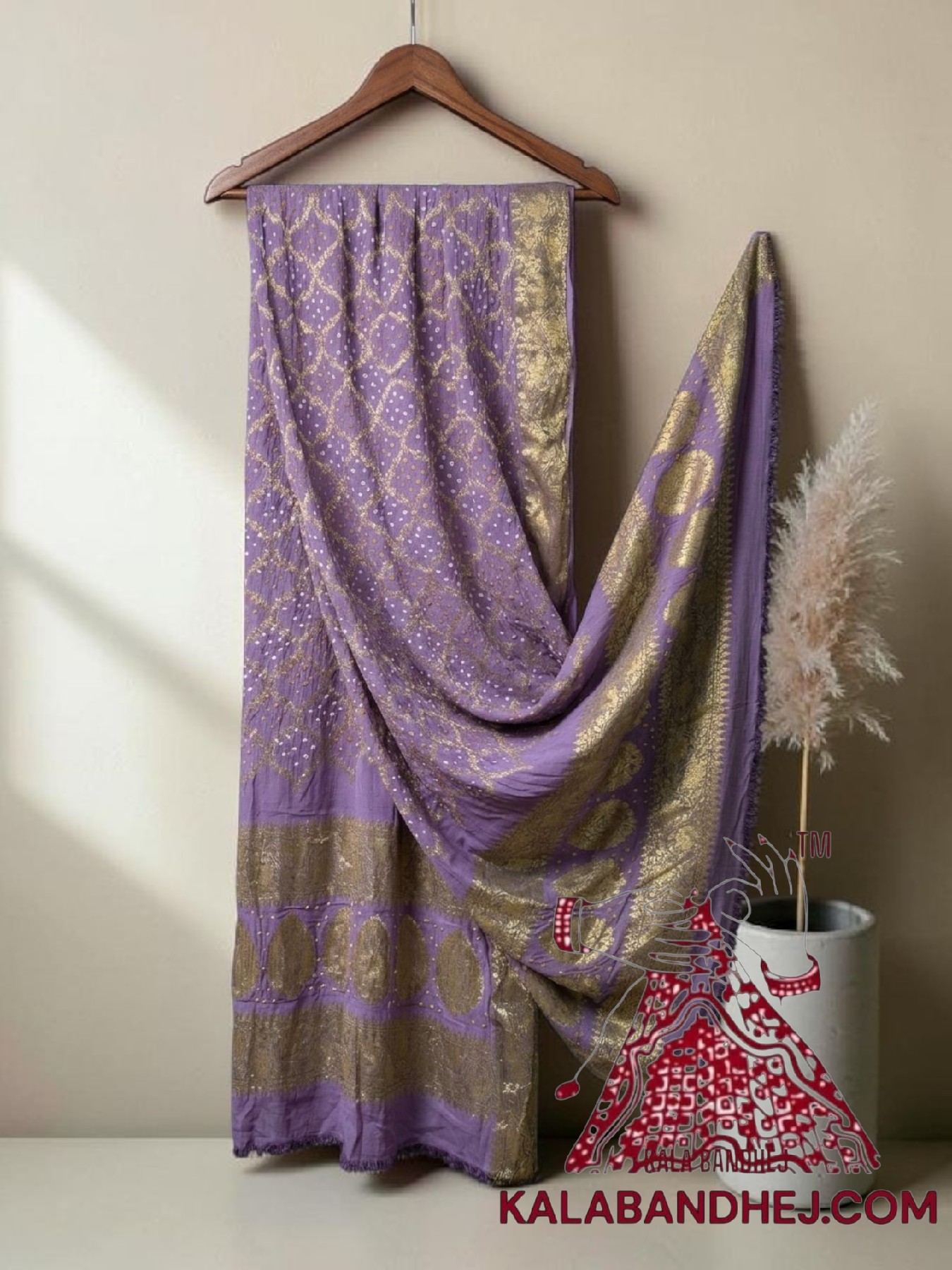 Lavender Bandhani Banarasi Dupatta Georgette Silk
