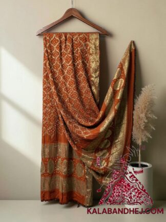 Orange Bandhani Banarasi Dupatta Georgette Silk