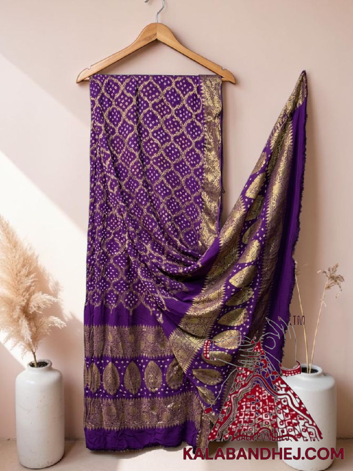 Purple Bandhani Banarasi Dupatta Georgette Silk