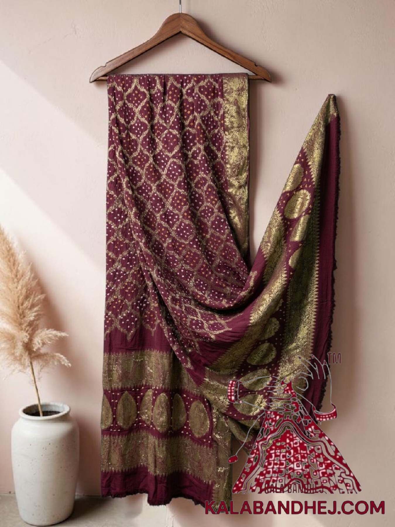 Maroon Bandhani Banarasi Dupatta Georgette Silk
