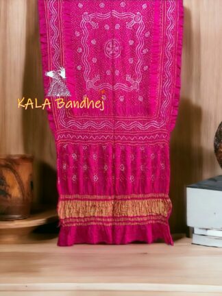 HotPink GajiSilk Bandhani LagdiPalav Dupatta