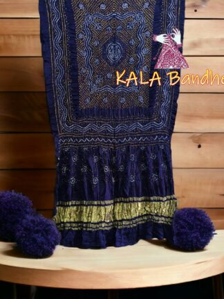 Navy GajiSilk Bandhani LagdiPalav Dupatta