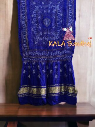 DarkBlue GajiSilk Bandhani LagdiPalav Dupatta