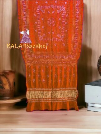 Orange Bandhani Dupatta Pure GajiSilk Chandrakhani