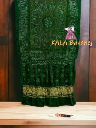 Bottle Green Bandhani Dupatta Pure GajiSilk Chandrakhani