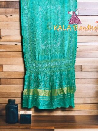 Turquoise Bandhani Dupatta Pure GajiSilk Chandrakhani