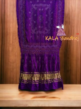 Purple Bandhani Dupatta Pure GajiSilk Chandrakhani