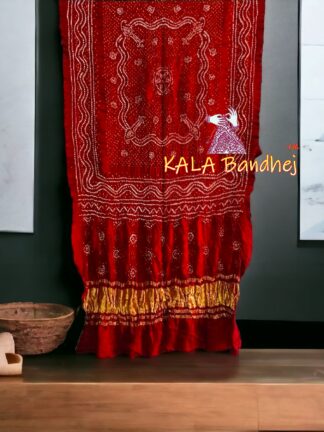 Red Blood Bandhani Dupatta Pure GajiSilk Chandrakhani