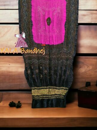 Black Rani Bandhani Dupatta Pure GajiSilk Chandrakhani