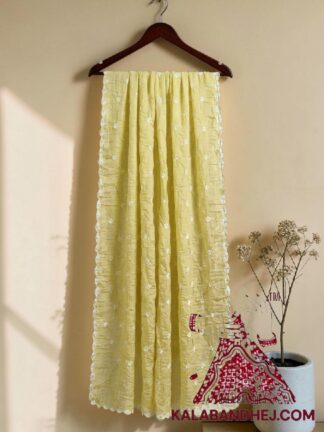 Pastel Yellow Bandhani Pure Cotton Dupatta