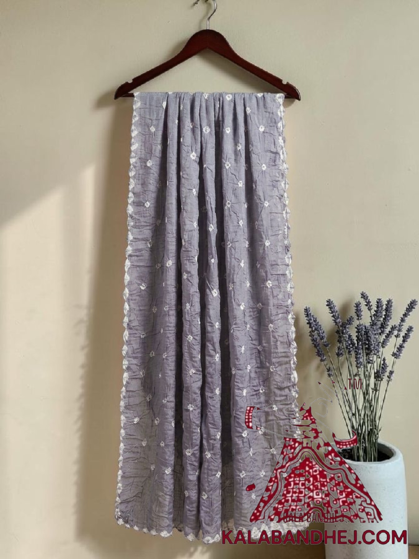 Pastel Grey Bandhani Pure Cotton Dupatta