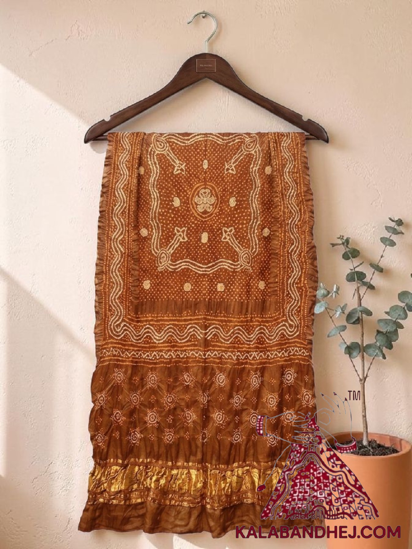 Wood Greek Bandhani Chandrakhani Dupatta Pure Gaji Silk