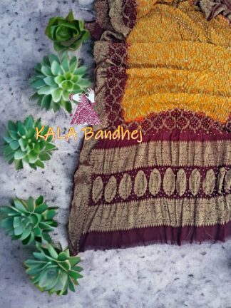 Maroon Mango Bandhani Banarasi Dupatta Georgette Silk