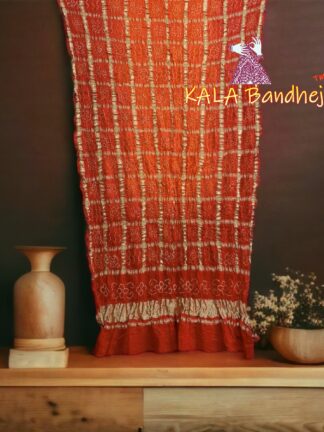 Rust Orange Bandhani Gharchola Dupatta Pure GajiSilk