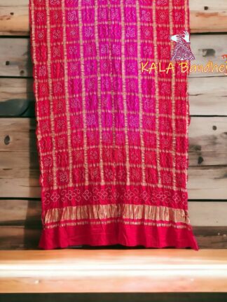 Pink Tomato Bandhani Gharchola Dupatta Pure GajiSilk
