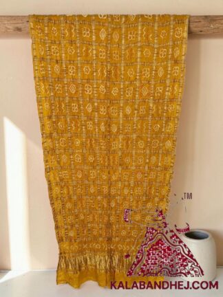 Yellow Rai Bandhani Gharchola Dupatta Pure Gaji Silk
