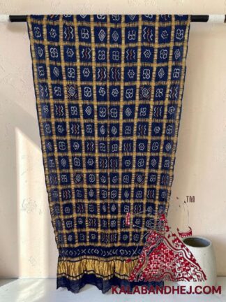 Navy Rai Bandhani Gharchola Dupatta Pure Gaji Silk
