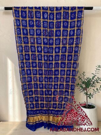 Royal Blue Rai Bandhani Gharchola Dupatta Pure Gaji Silk