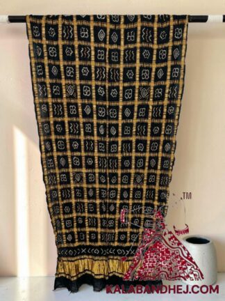 Black Rai Bandhani Gharchola Dupatta Pure Gaji Silk