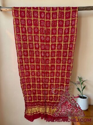 Red Rai Bandhani Gharchola Dupatta Pure Gaji Silk