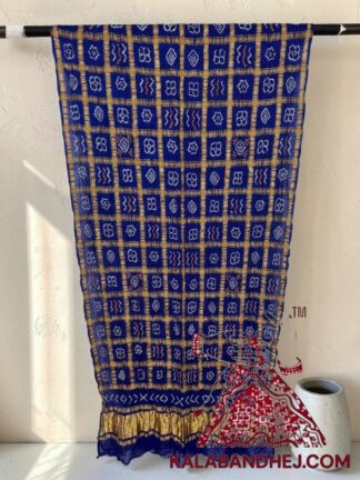 Blue Rai Bandhani Gharchola Dupatta Pure Gaji Silk