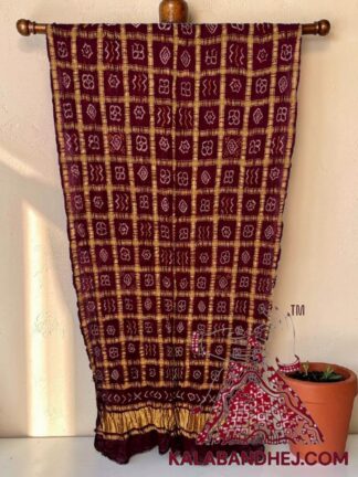 Dark Marron Rai Bandhani Gharchola Dupatta Pure Gaji Silk