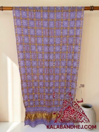 Lavender Rai Bandhani Gharchola Dupatta Pure Gaji Silk