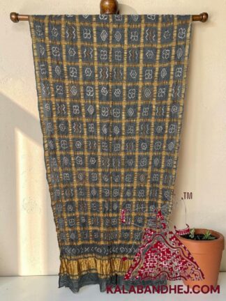 Grey Rai Bandhani Gharchola Dupatta Pure Gaji Silk