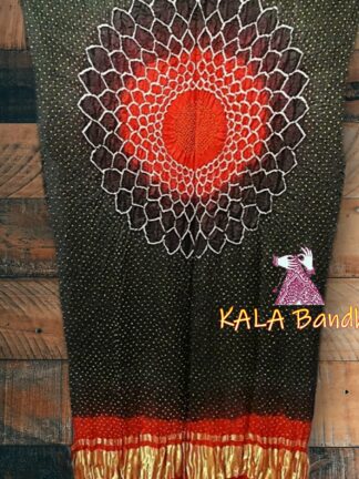 Red Black Bandhani Makdi Dupatta Pure GajiSilk
