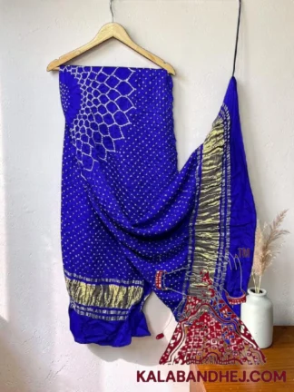 Blue Makdi Motif Bandhani Dupatta Pure Gaji Silk