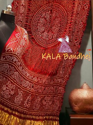 Blood Red Bandhani Dupatta Ancient Morlo Pure Gaji Silk