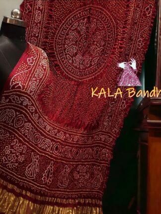 Blood Maroon Bandhani Dupatta Ancient Morlo Pure Gaji Silk