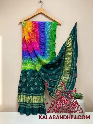 Rama Blue Multi Color Chandrakhani Bandhani Dupatta Pure Gaji Silk