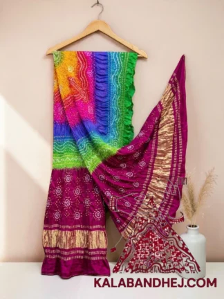 Magenta Multi Color Chandrakhani Bandhani Dupatta Pure Gaji Silk