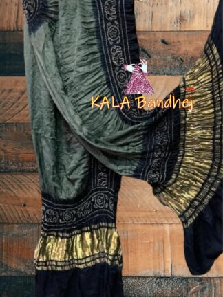Silver Black Panetar Bandhani Dupatta Pure Gaji Silk