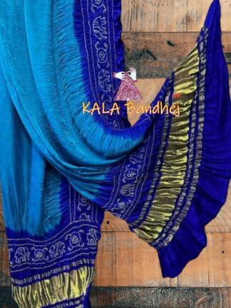 Sky Blue Panetar Bandhani Dupatta Pure Gaji Silk