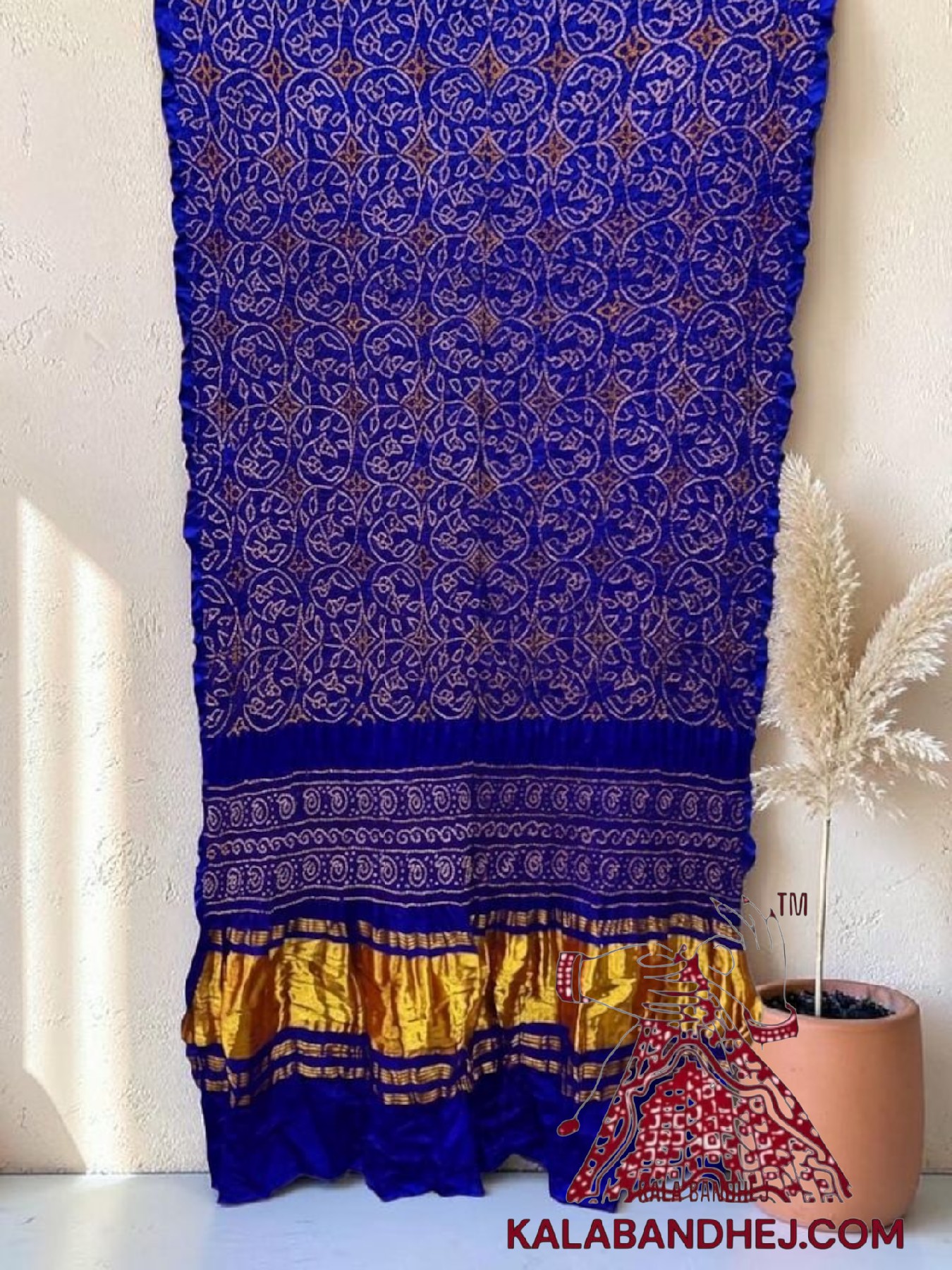 Blue Shikari Rai Bandhani Dupatta in Pure Gaji Silk