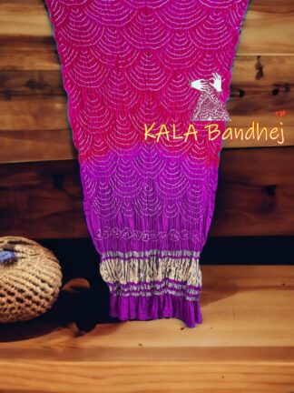 Pink Brinjal Wifi Dupatta Bandhani Pure GajiSilk