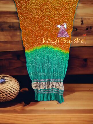 Rust Rama Wifi Dupatta Bandhani Pure GajiSilk